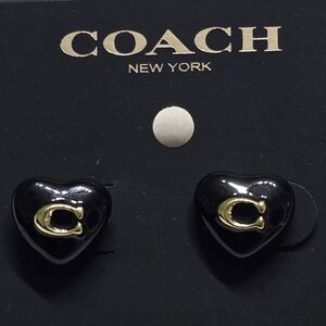Coach Signature Heart Stud Earrings